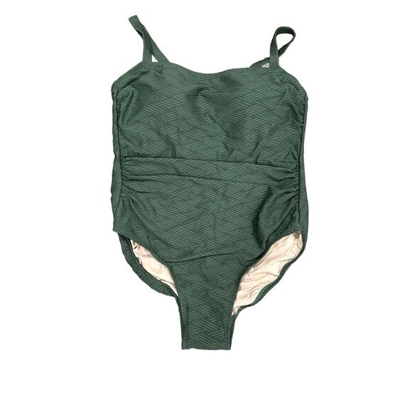 NWT Kona Sol One Piece High Coverage Bathing Suit Basketweave Green 16W - Picture 1 of 9